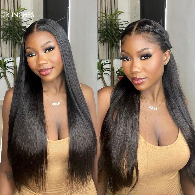 PreMax Wigs - 180% Density Body Wave / Straight Glueless 13x4 Frontal Lace Long Wig Pre-Cut Lace
