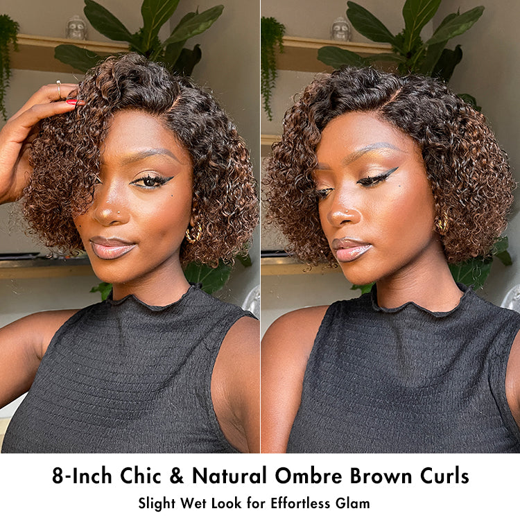 Trendy Short Cut Curly Minimalist HD Lace Glueless Side Part Wig 100% Human Hair Pre-Cut Lace