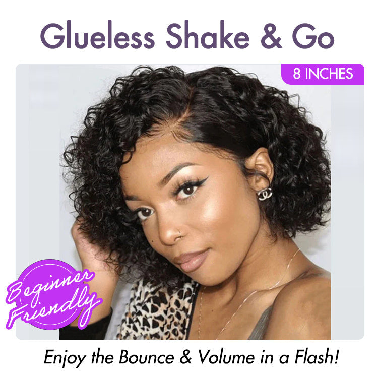 Trendy Short Cut Curly Minimalist HD Lace Glueless Side Part Wig 100% Human Hair Pre-Cut Lace