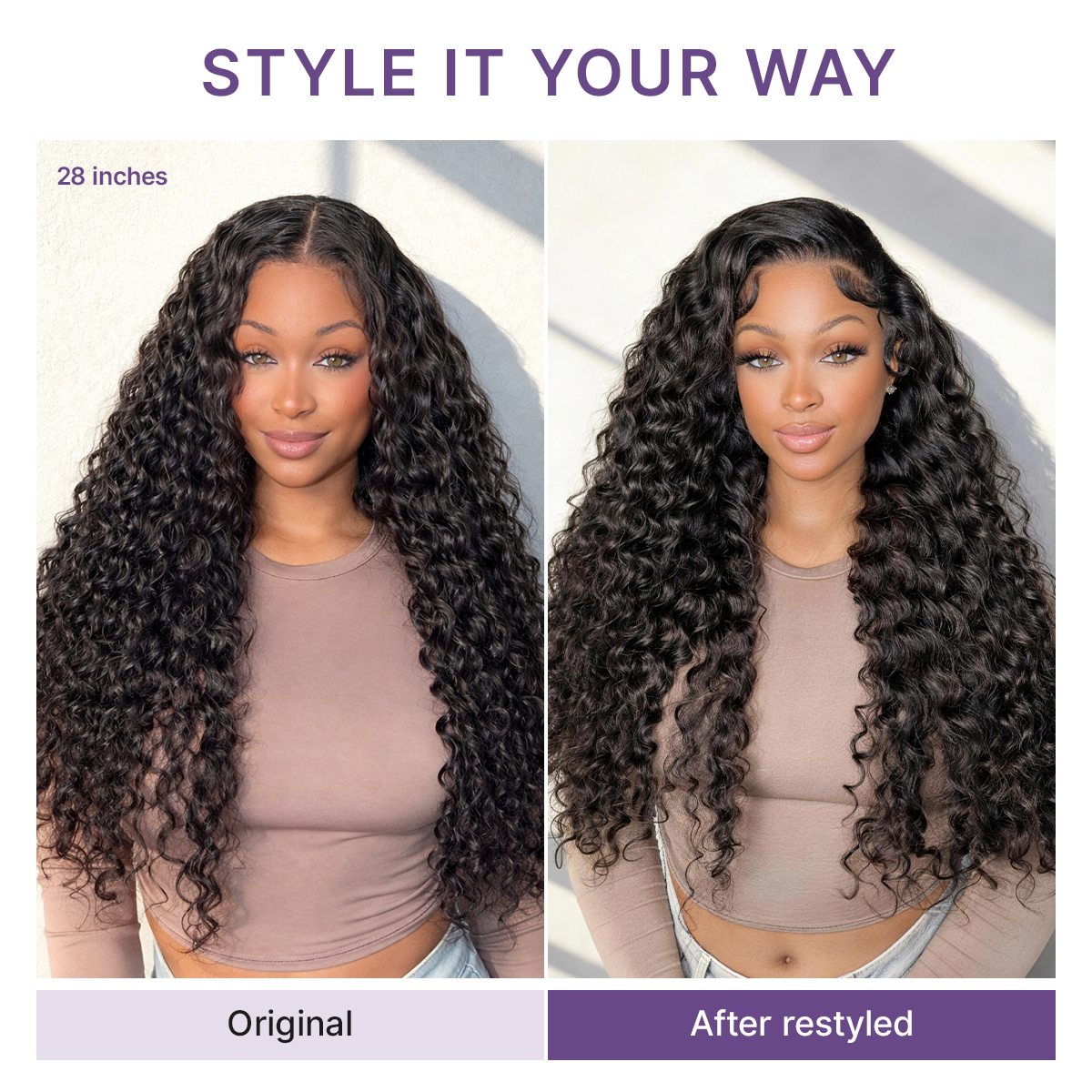 PreMax 180% / 250% Density Water Wave Glueless Flexi-Fit Drawstring 13x4 Frontal Lace Fluffy Curly Wig Pre-Cut Lace