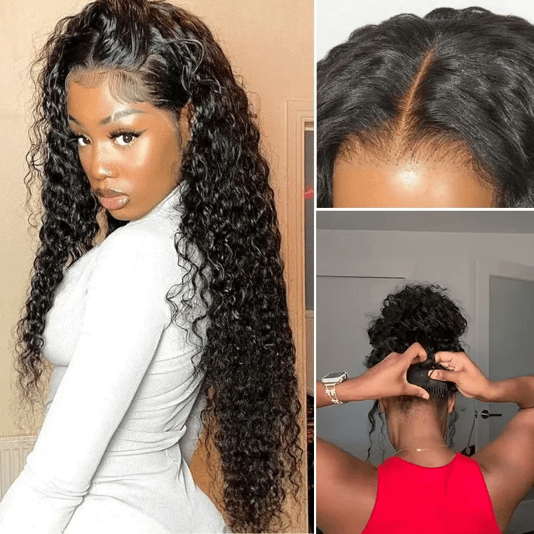 PreMax 180% / 250% Density Water Wave Glueless Flexi-Fit Drawstring 13x4 Frontal Lace Fluffy Curly Wig Pre-Cut Lace